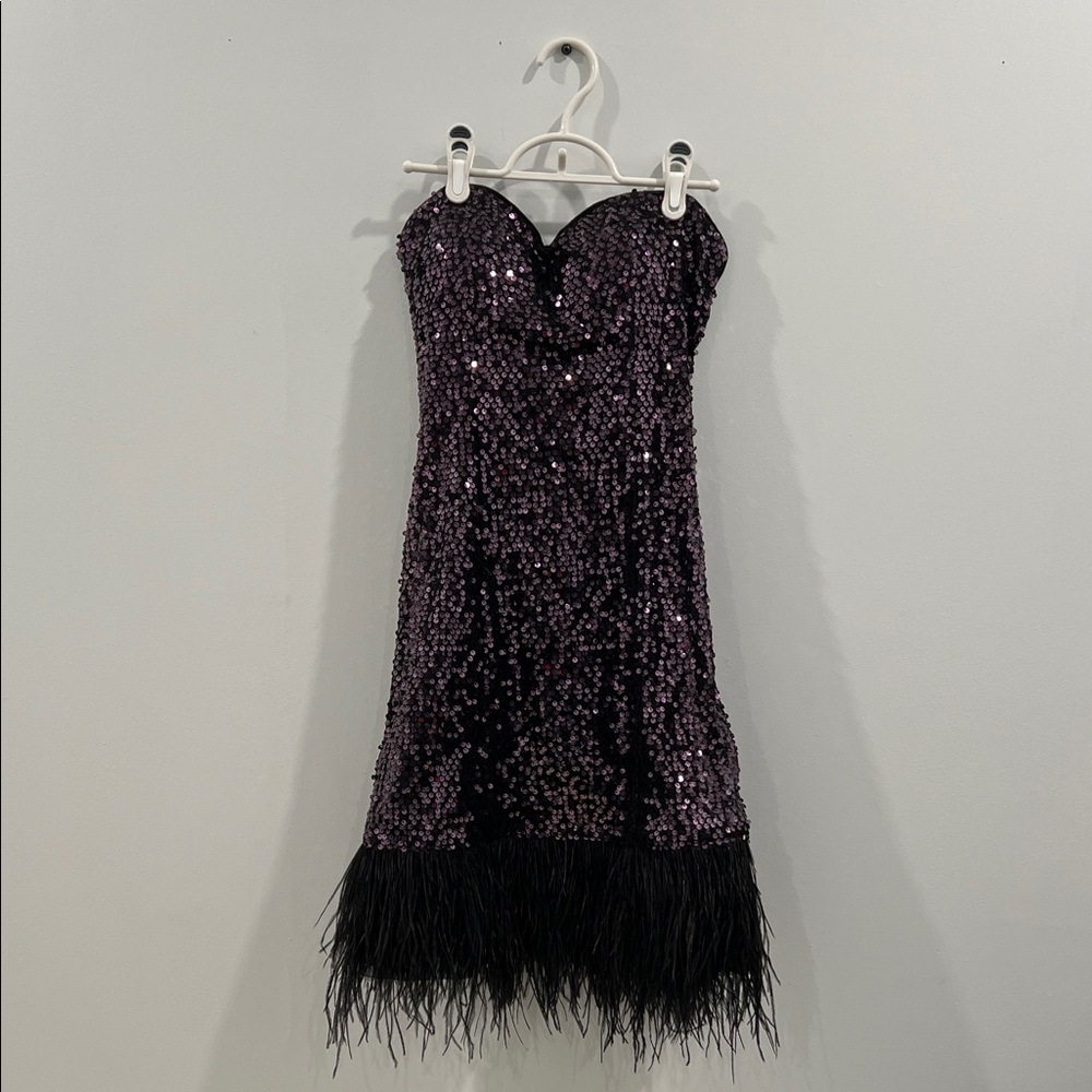 Guess Black and Purple Sequin Dress